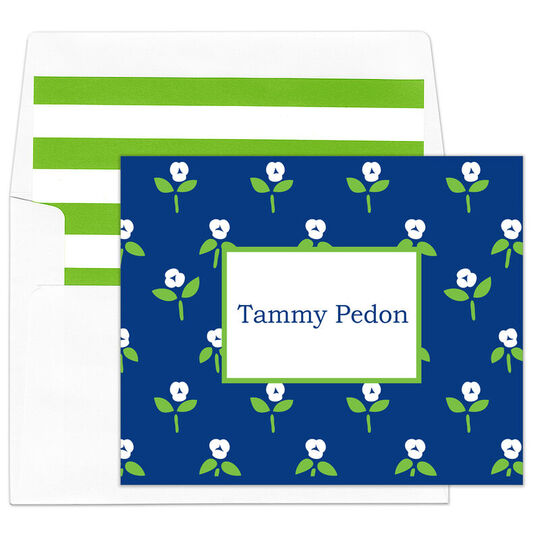 Blue Petite Flower Folded Note Cards